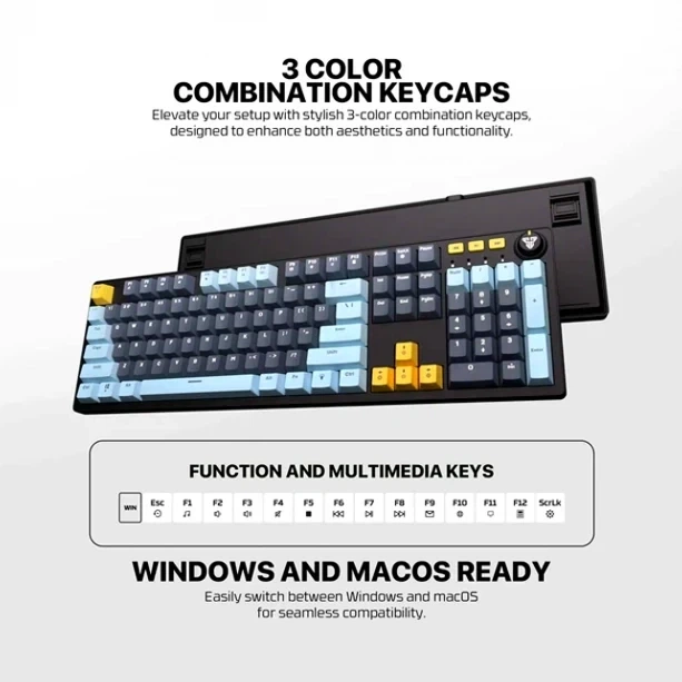 Клавіатура Fantech ATOM107S MK893S MIZU механічна ігрова з RGB підсвічуванням та Blue Switch для геймерів та стримерів - Фото 7 Клавіатура Fantech ATOM107S MK893S MIZU механічна ігрова з RGB підсвічуванням та Blue Switch для геймерів та стримерів - зображення 7