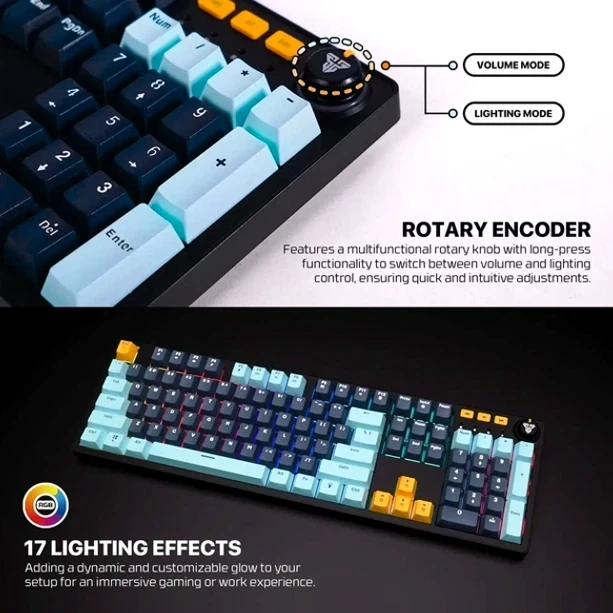 Клавіатура Fantech ATOM107S MK893S MIZU механічна ігрова з RGB підсвічуванням та Blue Switch для геймерів та стримерів - Фото 8 Клавіатура Fantech ATOM107S MK893S MIZU механічна ігрова з RGB підсвічуванням та Blue Switch для геймерів та стримерів - зображення 8