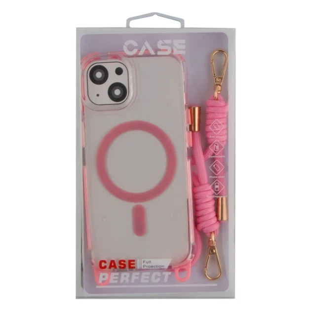 Чехол TPU+PC LanyardCase с MagSafe для iPhone 15 защитный розовый с удобной лямкой - Фото 2 Чехол TPU+PC LanyardCase с MagSafe для iPhone 15 защитный розовый с удобной лямкой - зображення 2