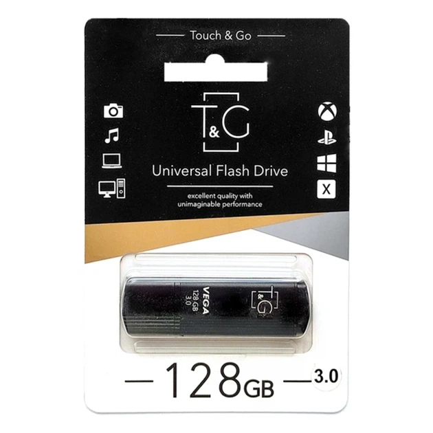 USB флешка 128GB T&G Vega 121 для хранения данных с высокой скоростью передачи USB 3.0 черная - изображение 2