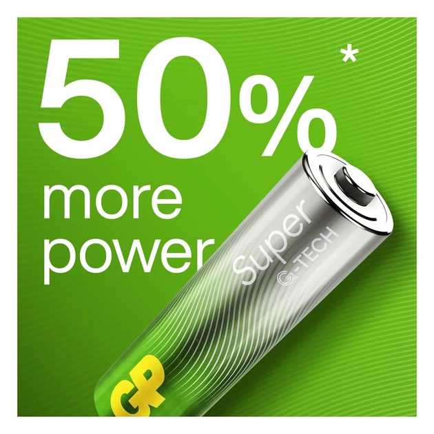 Батарейки GP SUPER ALKALINE 1.5V AA 2 шт щелочные LR6 для устройств - Фото 2 Батарейки GP SUPER ALKALINE 1.5V AA 2 шт щелочные LR6 для устройств - изображение 2