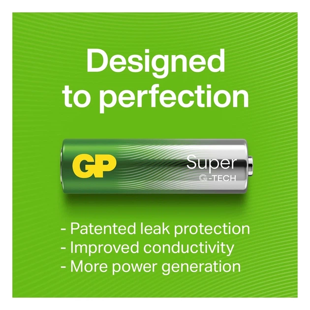 Батарейки GP SUPER ALKALINE 1.5V AA 2 шт щелочные LR6 для устройств - Фото 3 Батарейки GP SUPER ALKALINE 1.5V AA 2 шт щелочные LR6 для устройств - изображение 3