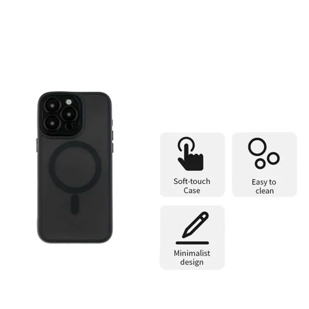 Чохол TPU PC Magnetic Matte для iPhone 14 Pro з MagSafe захист камери чорний - Фото 3 Чохол TPU PC Magnetic Matte для iPhone 14 Pro з MagSafe захист камери чорний - зображення 3