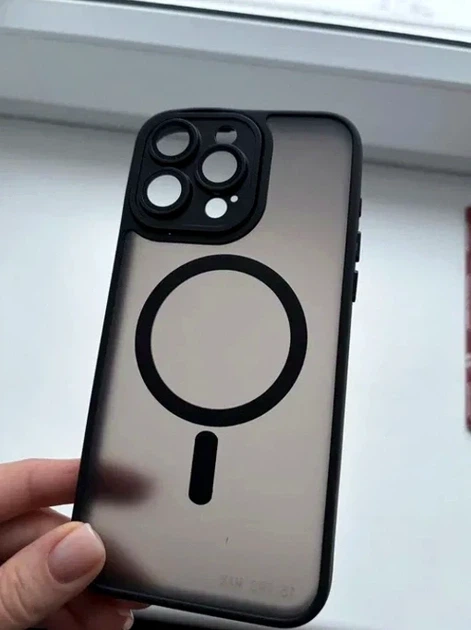 Чохол TPU PC Magnetic Matte для iPhone 14 Pro з MagSafe захист камери чорний - Фото 5 Чохол TPU PC Magnetic Matte для iPhone 14 Pro з MagSafe захист камери чорний - зображення 5