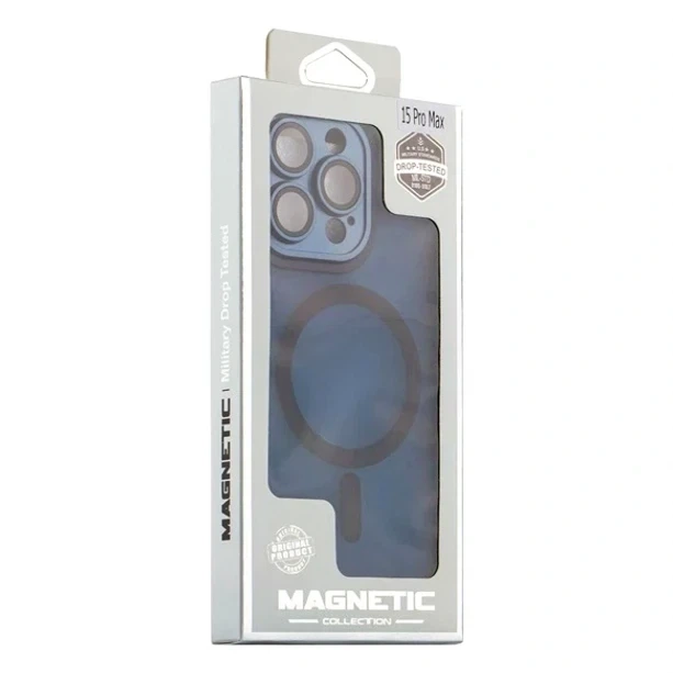 Чехол TPU+PC Magnetic Matte для iPhone 12 Pro с MagSafe защита камеры темно-синий - Фото 4 Чехол TPU+PC Magnetic Matte для iPhone 12 Pro с MagSafe защита камеры темно-синий - изображение 4