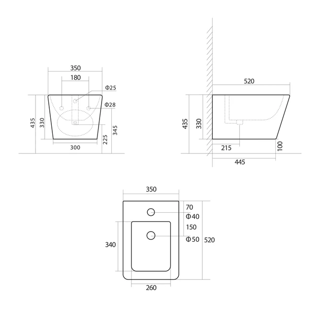 Биде подвесное Qtap Tern 520x350x320 White QT17551303GW - изображение 2