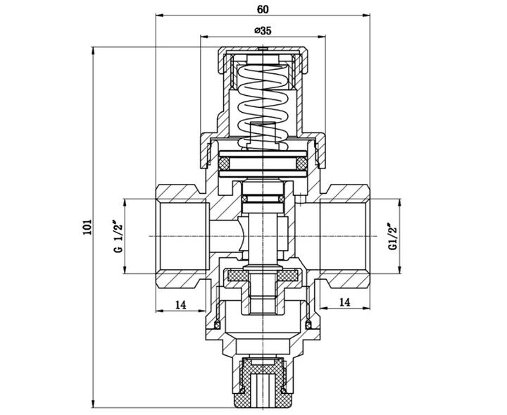 Редуктор тиску води Thermo Alliance Standart 1/2" (1–6 бар), з манометром, поршневий, SF241W15 - зображення 2