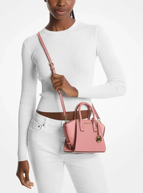 Сумка Michael Kors Avril Extra-Small Leather and Suede Pink, рожева - Фото 3 Сумка Michael Kors Avril Extra-Small Leather and Suede Pink, рожева - зображення 3