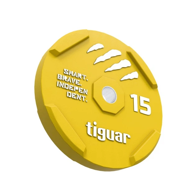 Tarcza olimpijska Tiguar Bumper 15 kg Żółty TI-WBR01500 (5902860494799) - obraz 2