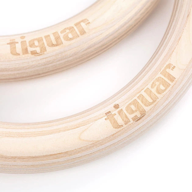 Kółka gimnastyczne Tiguar drewiane z taśmami TI-GR (5902860495024) - obraz 3