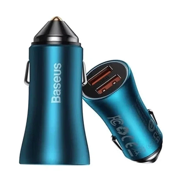 Автомобильное зарядное устройство Baseus Golden Contactor Max Dual Car Charger 2USB 60W CGJM000003 Blue - изображение 3