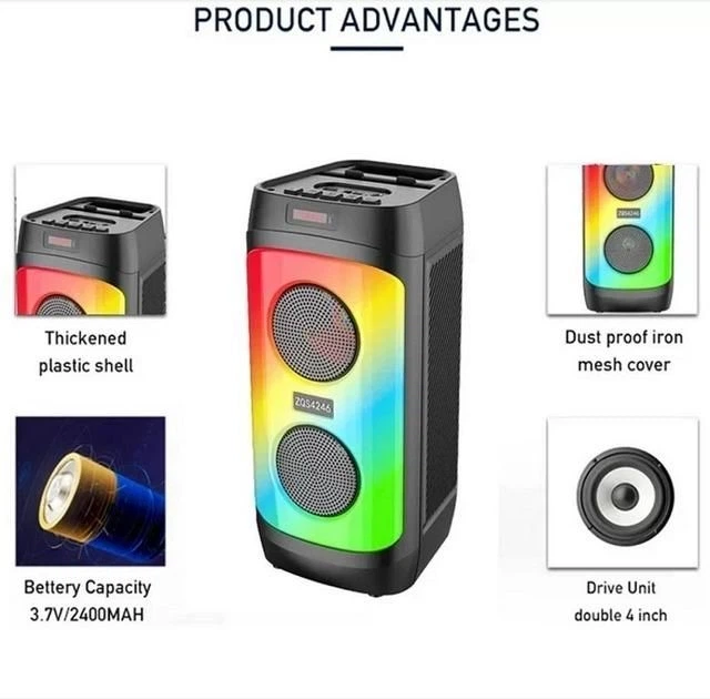 Портативна колонка ZQS4246 30W Bluetooth із мікрофоном TWS, FM радіо, USB TF AUX, LED підсвітка, акустика для караоке та вечірок з пультом - зображення 5