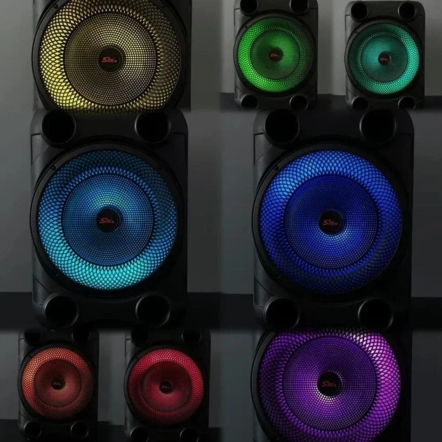 Портативна колонка SPS 8148 16Вт Bluetooth 5.0 з RGB-підсвічуванням, мікрофоном, TWS, USB, TF, AUX для караоке та вечірок - зображення 7