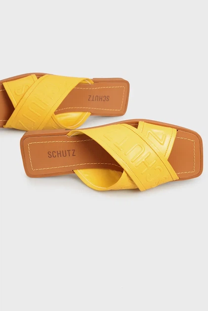 Жіночі жовті шкіряні слайдери Schutz 37 S2126600010001U - изображение 2