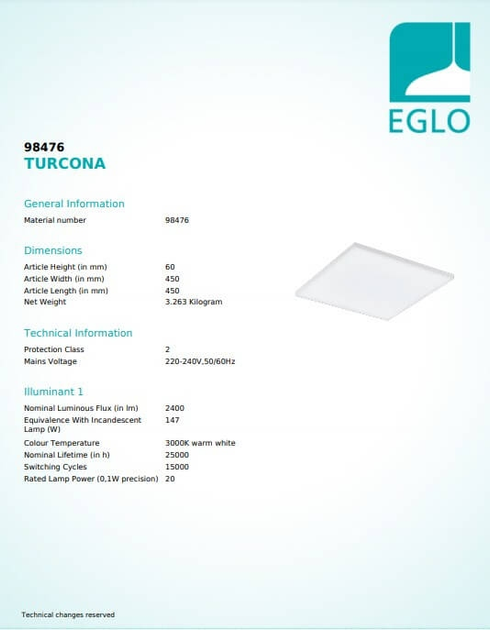 Потолочный светильник Eglo TURCONA 98476 - Фото 2 Потолочный светильник Eglo TURCONA 98476 - изображение 2