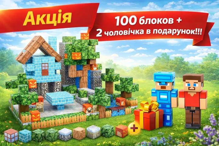 Магнитный конструктор Minecraft 100 блоков , детский конструктор Майнкрафт - Фото 2 Магнитный конструктор Minecraft 100 блоков , детский конструктор Майнкрафт - изображение 2