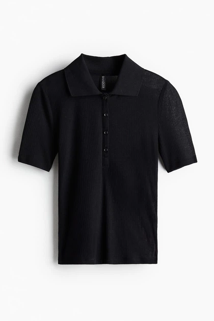 Укороченое поло H&M 1233256007c61 XS черное (100009312) - изображение 4