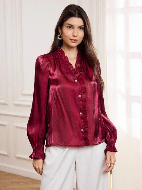 Блузка Shein sz25072104700247843 S красная (100007828) - Фото 3 Блузка Shein sz25072104700247843 S красная (100007828) - изображение 3