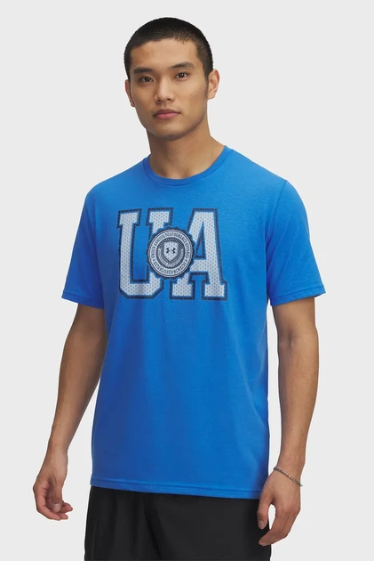 Чоловіча спортивна футболка Under Armour COLLEGE CREST LOGO SS 6005611-402 синя бавовняна Розмір M - Фото 1 Чоловіча спортивна футболка Under Armour COLLEGE CREST LOGO SS 6005611-402 синя бавовняна Розмір M - зображення 1