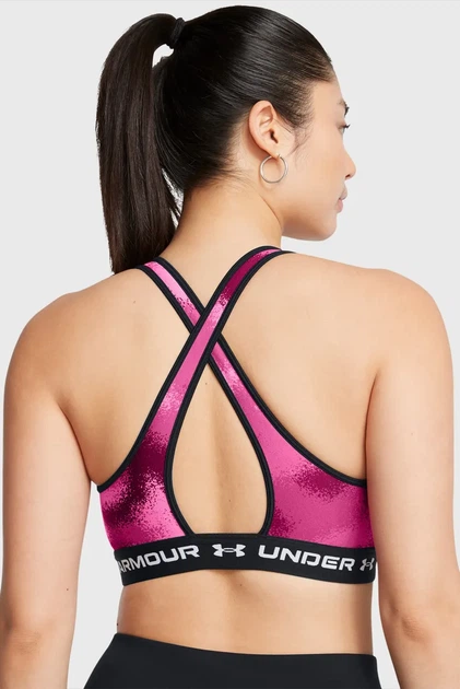 Жіночий малиновий топ UA Crossback Mid Print Under Armour XS 1361042-686 - изображение 2