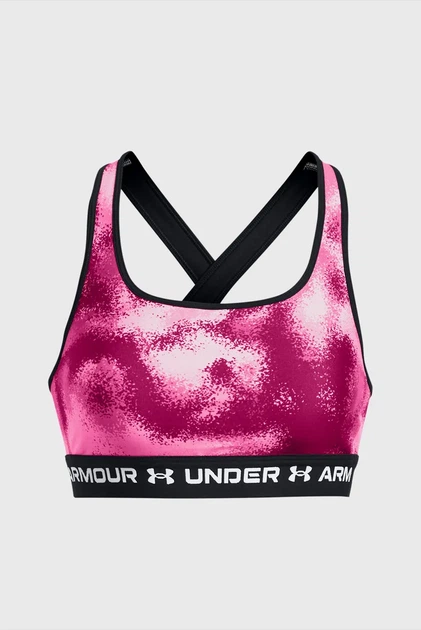 Жіночий малиновий топ UA Crossback Mid Print Under Armour XS 1361042-686 - изображение 3