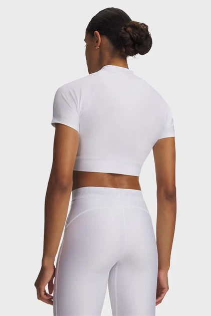 Жіночий білий топ HeatGear Crop Mock SS-WHT Under Armour XS 6010006-100 - зображення 2