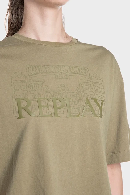 Жіноча оливкова футболка Replay XS W3410B.000.22658D - изображение 3