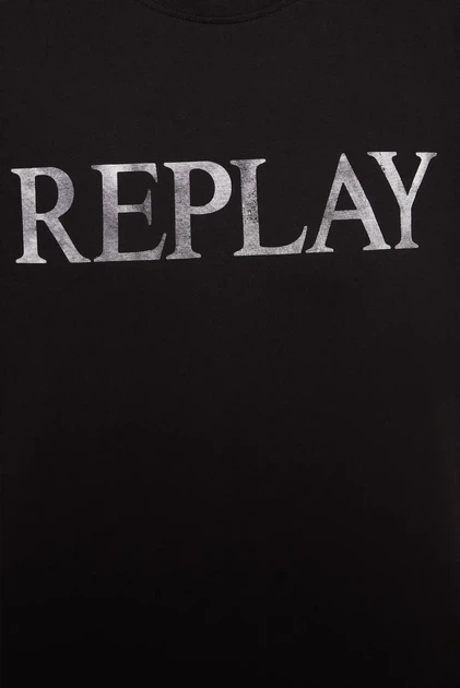 Жіноча чорна футболка Replay XS W3379B.000.20994 - Фото 4 Жіноча чорна футболка Replay XS W3379B.000.20994 - изображение 4