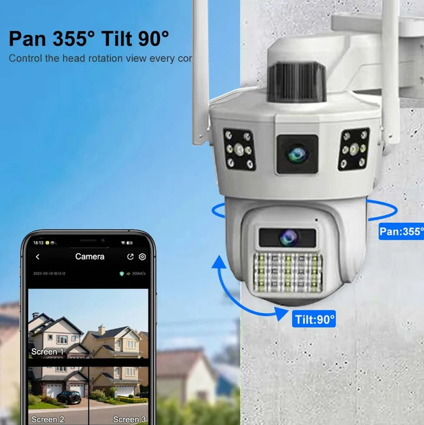 Камера відеоспостереження 4G на 2 об’єктиви 360° Full HD 1080p підтримка додатку SD карта - Фото 6 Камера відеоспостереження 4G на 2 об’єктиви 360° Full HD 1080p підтримка додатку SD карта - зображення 6