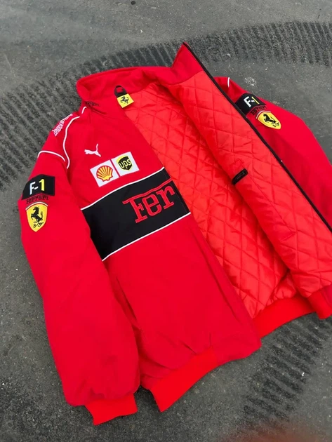 Весенняя куртка-бомбер Ferrari Formula 1, винтажная куртка Ferrari (бомбер) XL - изображение 2