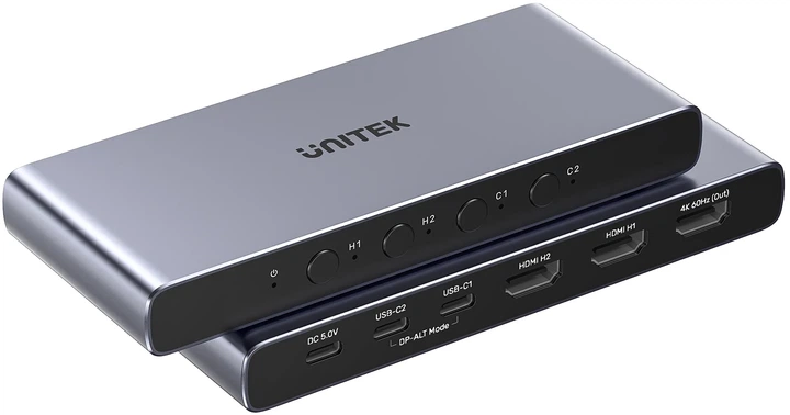 KVM-перемикач Unitek 4K HDMI/ USB-C Switch 4 In 1 Out (V1313AGY01-EU) - зображення 3