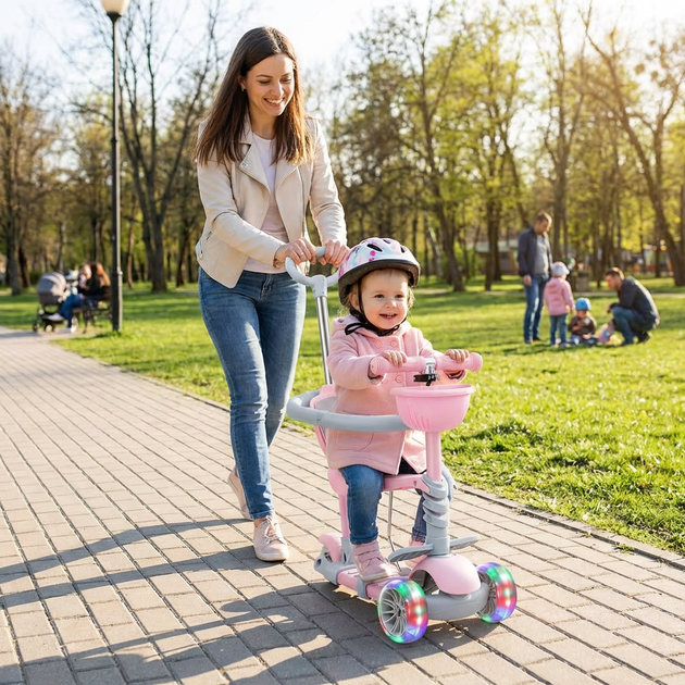 Самокат дитячий з бортиком та батьківською ручкою трансформер 3в1 Scooter 4411 вік від 1 року Lilac-Grey - Фото 6 Самокат дитячий з бортиком та батьківською ручкою трансформер 3в1 Scooter 4411 вік від 1 року Lilac-Grey - зображення 6