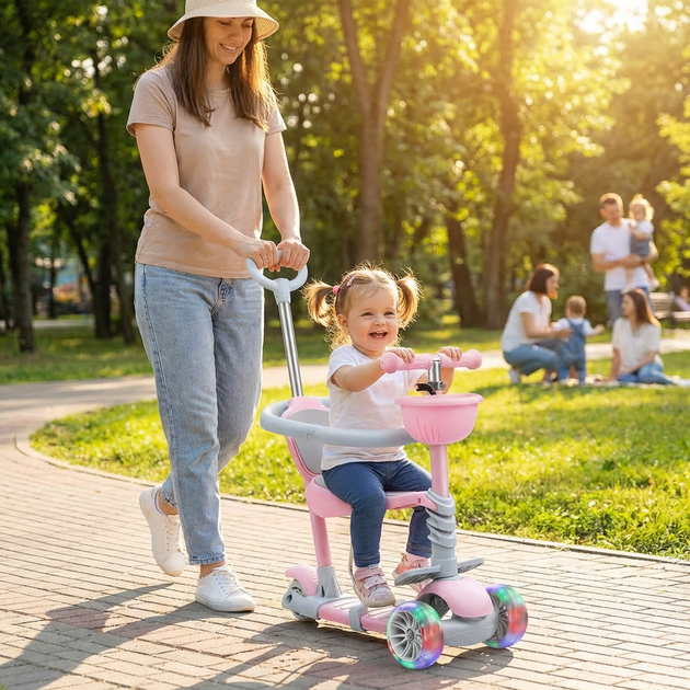 Самокат дитячий з бортиком та батьківською ручкою трансформер 3в1 Scooter 4411 вік від 1 року Lilac-Grey - Фото 8 Самокат дитячий з бортиком та батьківською ручкою трансформер 3в1 Scooter 4411 вік від 1 року Lilac-Grey - зображення 8