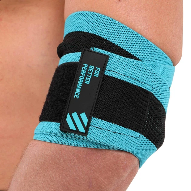 Бінти на лікті для жиму LivePro Elbow Wraps 8725 комплектація 2шт Black-Blue - Фото 3 Бінти на лікті для жиму LivePro Elbow Wraps 8725 комплектація 2шт Black-Blue - зображення 3