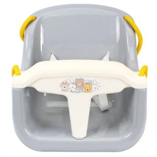 Дитяча гойдалка підвісна Technok Toys сіра з переднім обмежувачем 34x34x21 см пластикова іграшка для вулиці та дому з міцними канатами - зображення 2