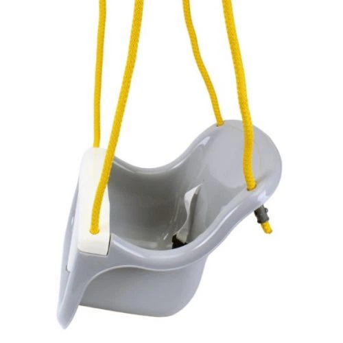 Дитяча гойдалка підвісна Technok Toys сіра з переднім обмежувачем 34x34x21 см пластикова іграшка для вулиці та дому з міцними канатами - зображення 4