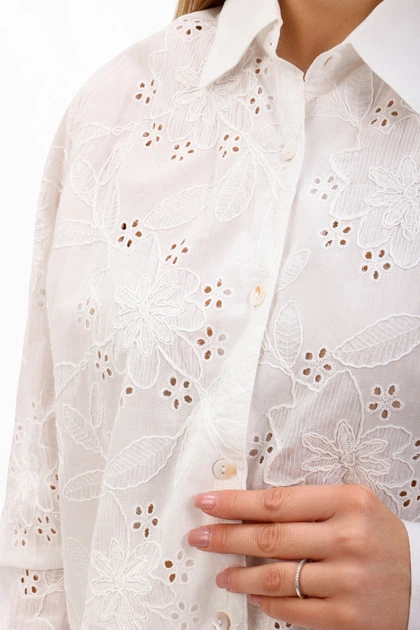 Сорочка жіноча Where Uwear біла з ажурною вишивкою 347240_One size - зображення 3