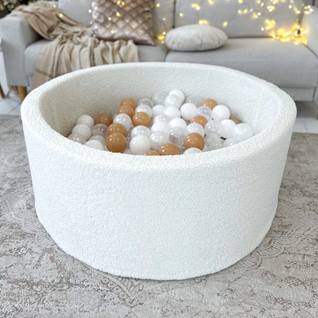 Сухий басейн Joyful Kids хутро Теді 100x40 см Молочний з кульками 200 шт - зображення 6