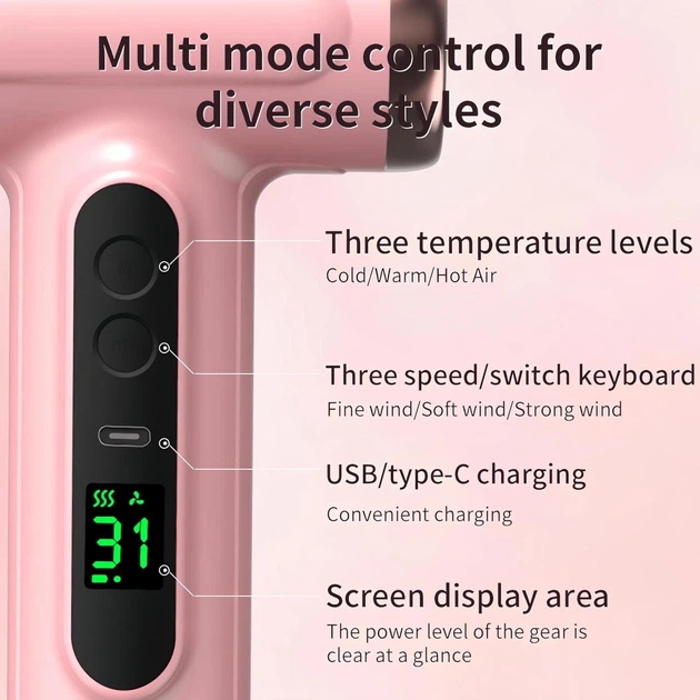 Дорожный фен аккумуляторный 15000mAh 3 режима температуры и скорости портативный - изображение 4