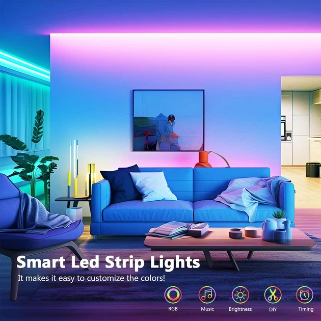 Світлодіодна стрічка RGB 15 метрів Bluetooth керування синхронізація з музикою пульт ДК - Фото 3 Світлодіодна стрічка RGB 15 метрів Bluetooth керування синхронізація з музикою пульт ДК - зображення 3