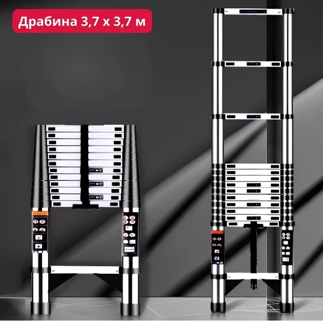 Телескопическая алюминиевая стремянка шарнирная 3,7 x 3,7 м - изображение 7