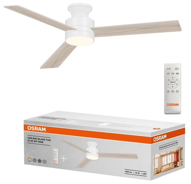 Люстра-вентилятор OSRAM 4099854536571 Ceiling Blade Fan 56W 1200Лм 3000K-6000K з пультом ДК біла - зображення 3