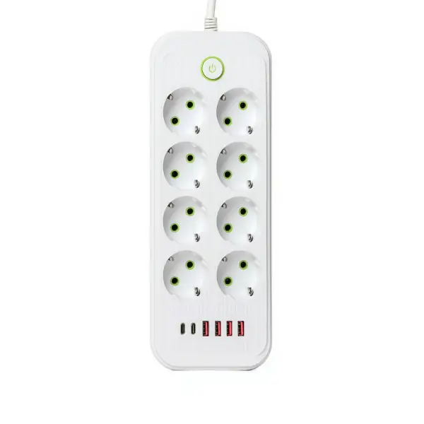 Мережевий фільтр-подовжувач 8 розеток 4xUSB-A 2xUSB-C 5м білий (121-HP-5-55) - Фото 1 Мережевий фільтр-подовжувач 8 розеток 4xUSB-A 2xUSB-C 5м білий (121-HP-5-55) - зображення 1