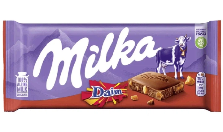 Шоколад Milka Daim 100г - Фото 1 Шоколад Milka Daim 100г - зображення 1