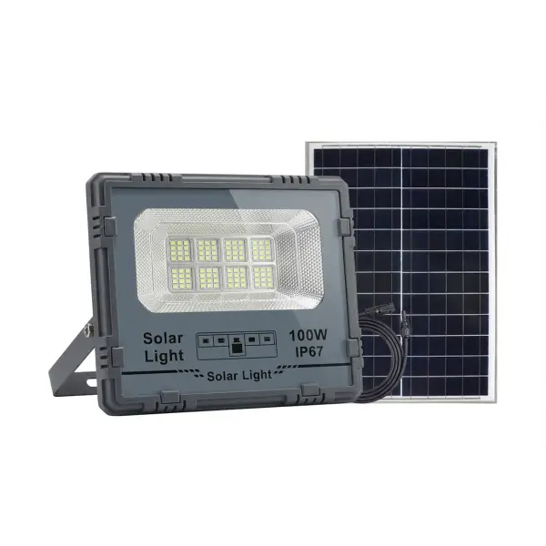 Сонячний LED прожектор 100W IP67 / вуличний ліхтар на сонячній батареї / автономний світильник для двору, фасаду та складу / потужний прожектор без електрики - зображення 2