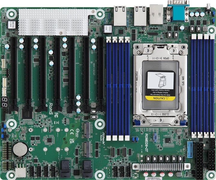 Płyta główna ASRock ROMED8-2T/BCM (1x SP3, 2xM.2, 2x10GbE ) (ROMED8-2T/BCM) - Zdjęcie 1 Płyta główna ASRock ROMED8-2T/BCM (1x SP3, 2xM.2, 2x10GbE ) (ROMED8-2T/BCM) - obraz 1