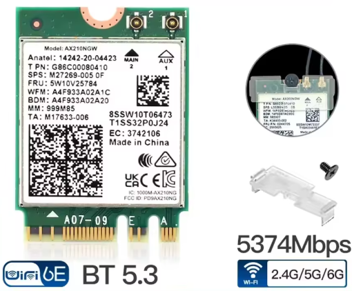 Сетевая карта Intel Wi-Fi 6E AX210 NGW модуль трехдиапазонный адаптер Bluetooth для ПД / Ноутбука (19125) - изображение 2
