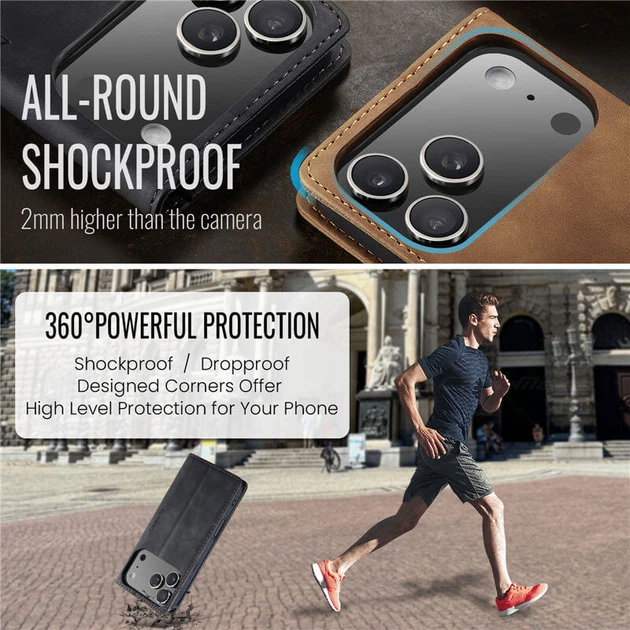 Чохол-книжка CaseMe з нубуку для iPhone 17 Pro Max Чорний - зображення 4