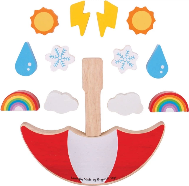 Gra balansowa Bigjigs Toys Pogoda 14 elementów 2999649 (691621172568) - obraz 2