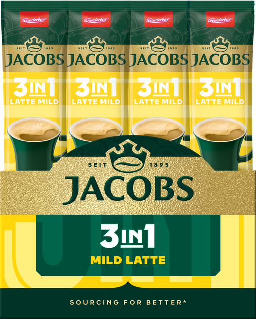 Кавовий напій Jacobs 3 in 1 Latte Mild 24 x 13 г (4820206290496) - Фото 2 Кавовий напій Jacobs 3 in 1 Latte Mild 24 x 13 г (4820206290496) - зображення 2